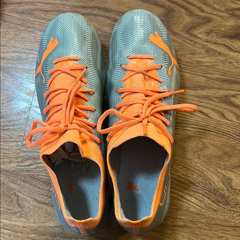 Puma Vibrant Orange and Gray Cleats